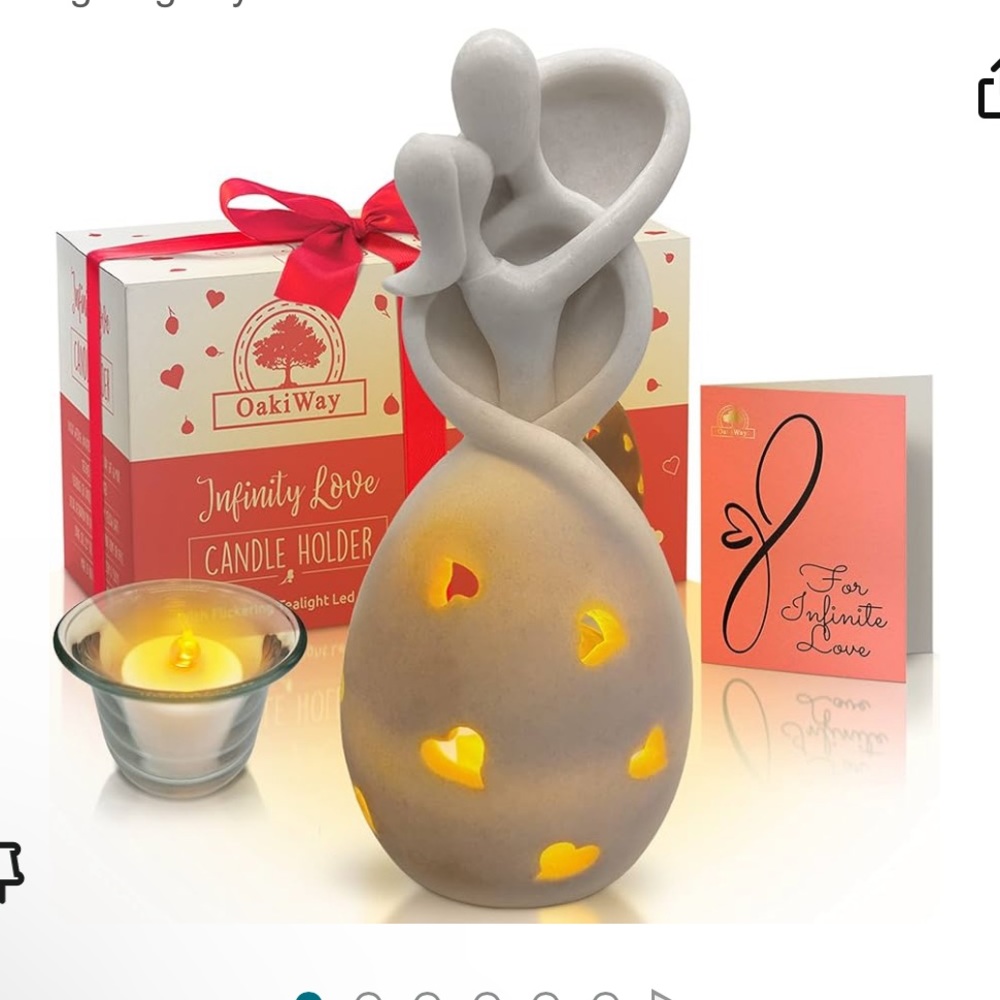 NEW OakiWay Her Infinity Love Candle Holder Statue W/Flickering LED